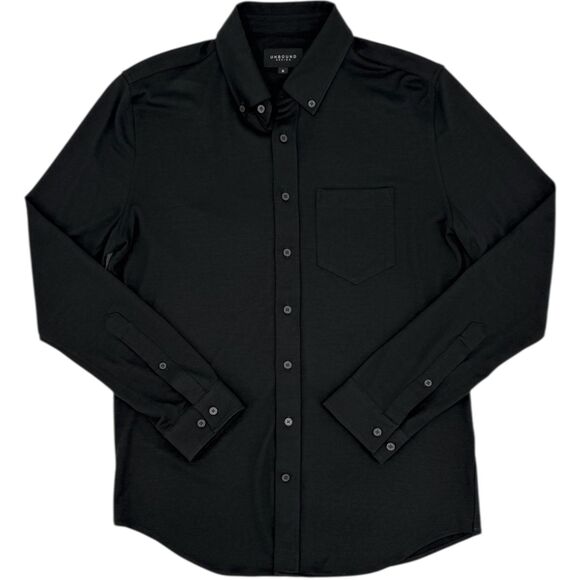 Unbound Merino Men's Long Sleeve Button Down Shirt Black Small *Flaws - Picture 2 of 15